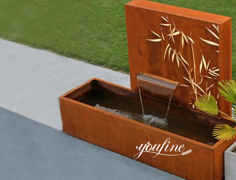 Modern Corten Steel Water Fountain Garden Feature for Sale (1)