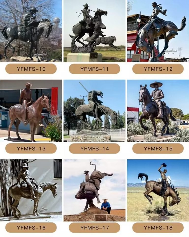 Life Size Bronze Cowboy on Horse Statue - YouFine Art Sculpture