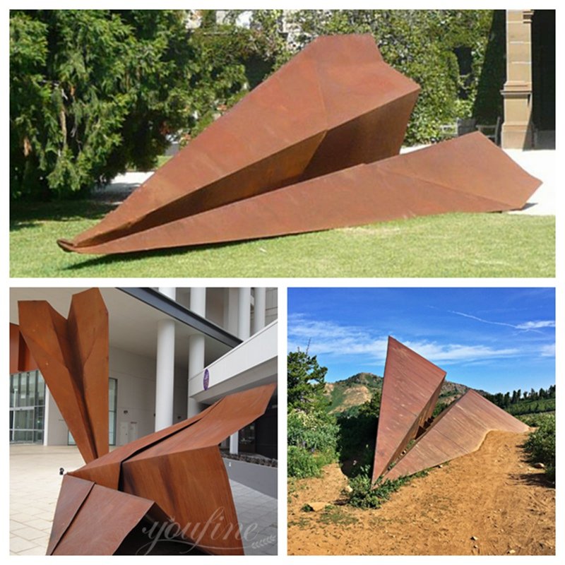 More Corten Steel Paper Airplane Sculptures