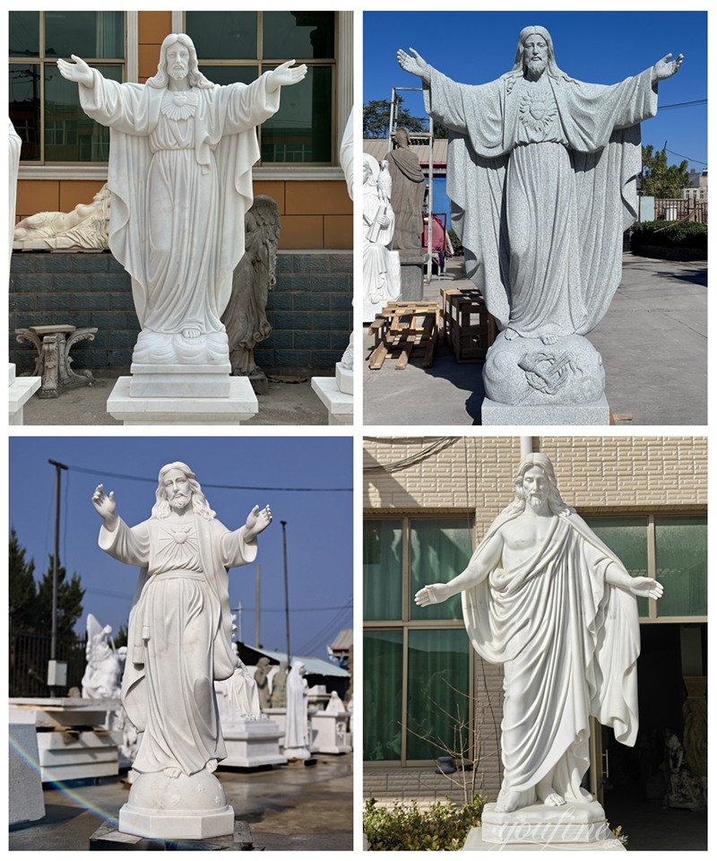 More Marble Jesus with Open Arms Statues