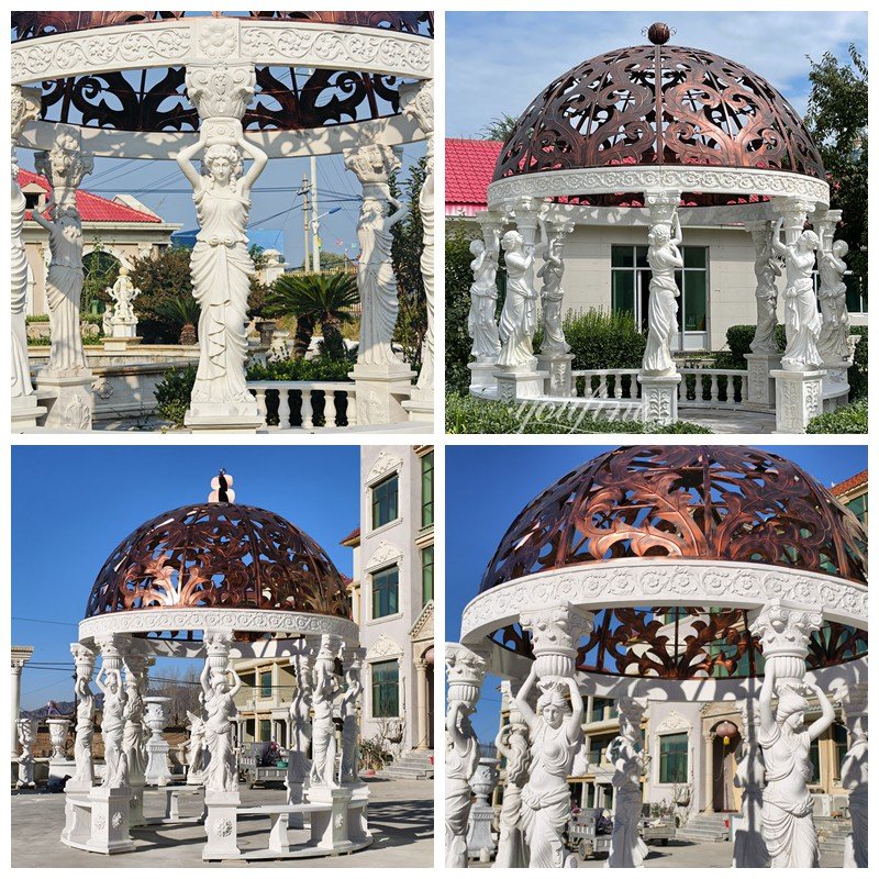 Ornate Victorian-Style Marble Gazebo Details