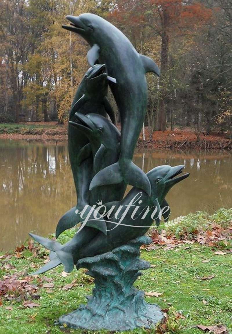 Outdoor Bronze Dolphin Water Fountain (2)