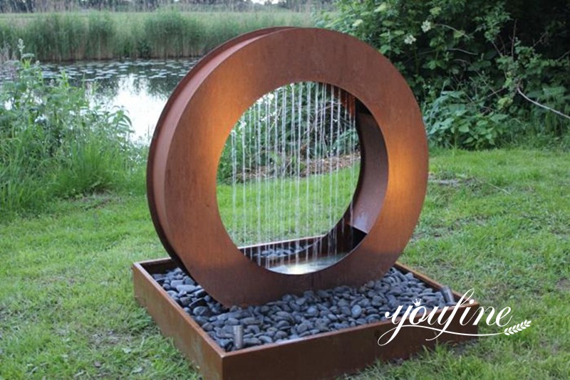 Outdoor Circle Corten Steel Water Fountain Waterfall for Sale (2)