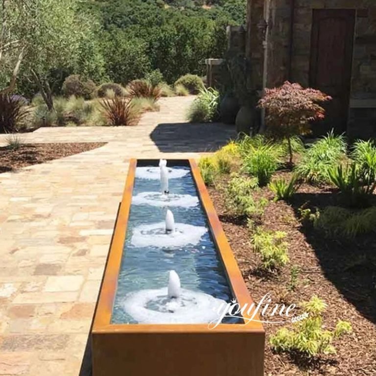 Corten Steel Trough Water Feature - YouFine Art Sculpture