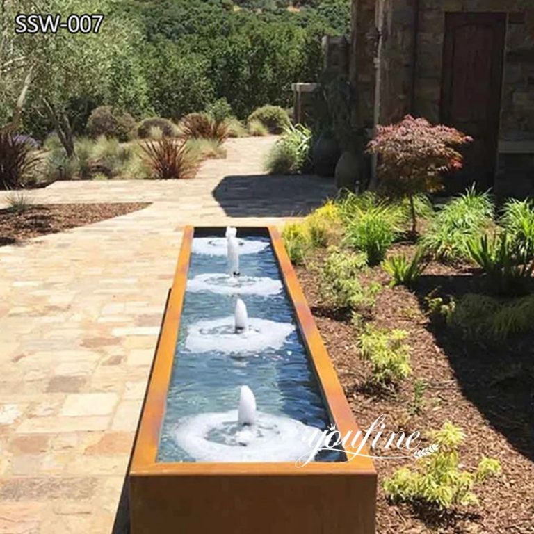 Outdoor Custom Corten Steel Trough Water Feature Fountain Table Supplier (1)