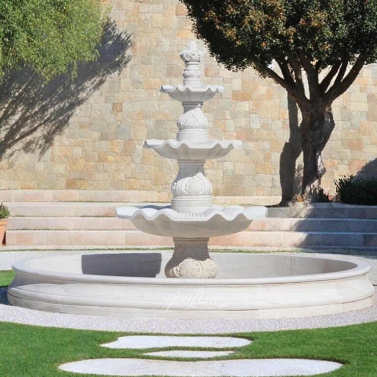 Outdoor Garden Classical 3 Tier Marble Stone Water Fountain