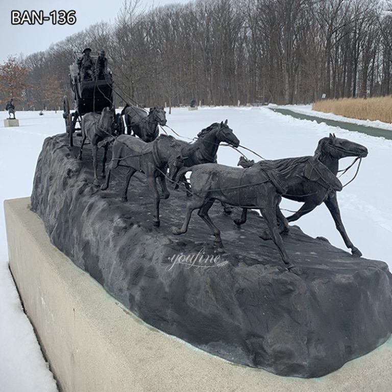 Outdoor Large Stagecoach Bronze Sculpture