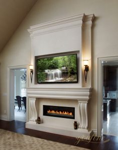 Overmantel Marble Fireplace Surround - YouFine Art Sculpture