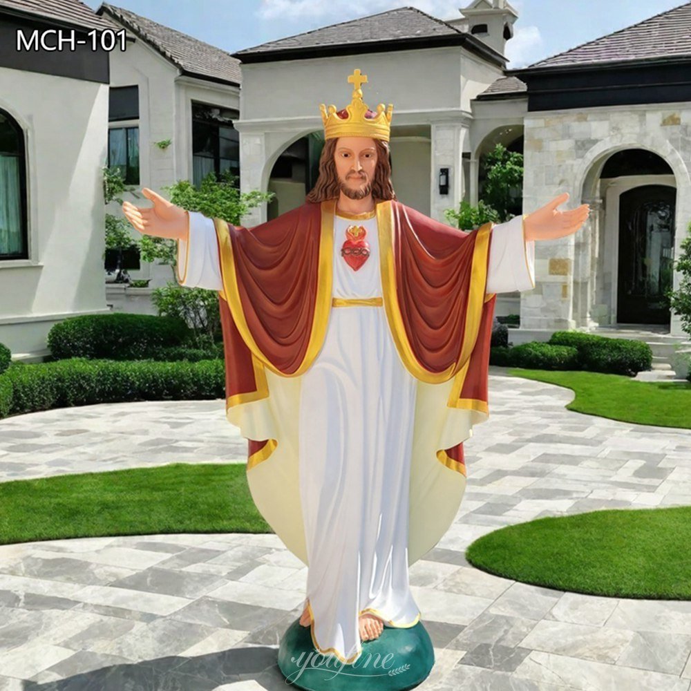 Outdoor Painted Marble the King Statue