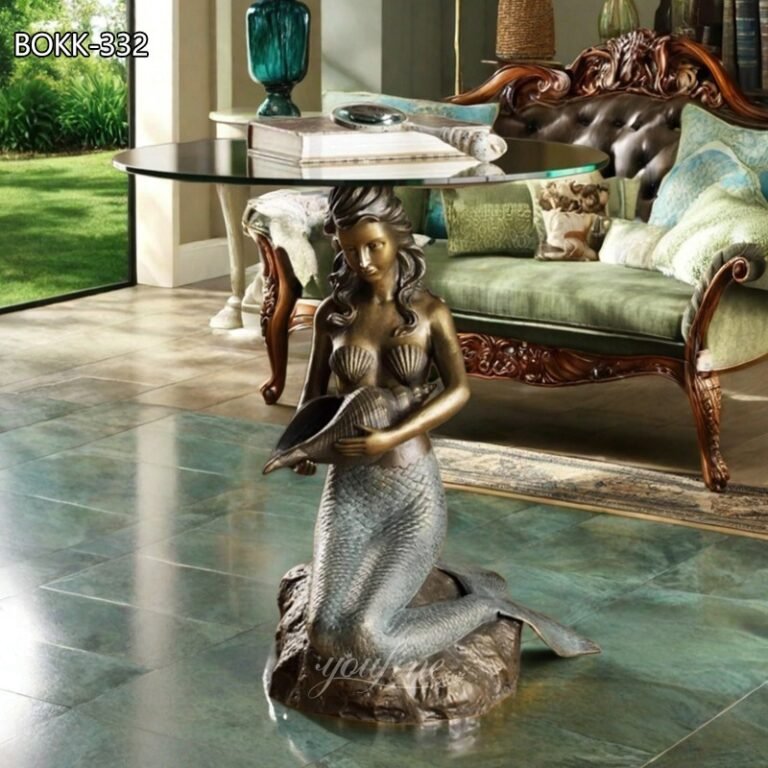 Prime Quality Antique Bronze Mermaid Statue Table