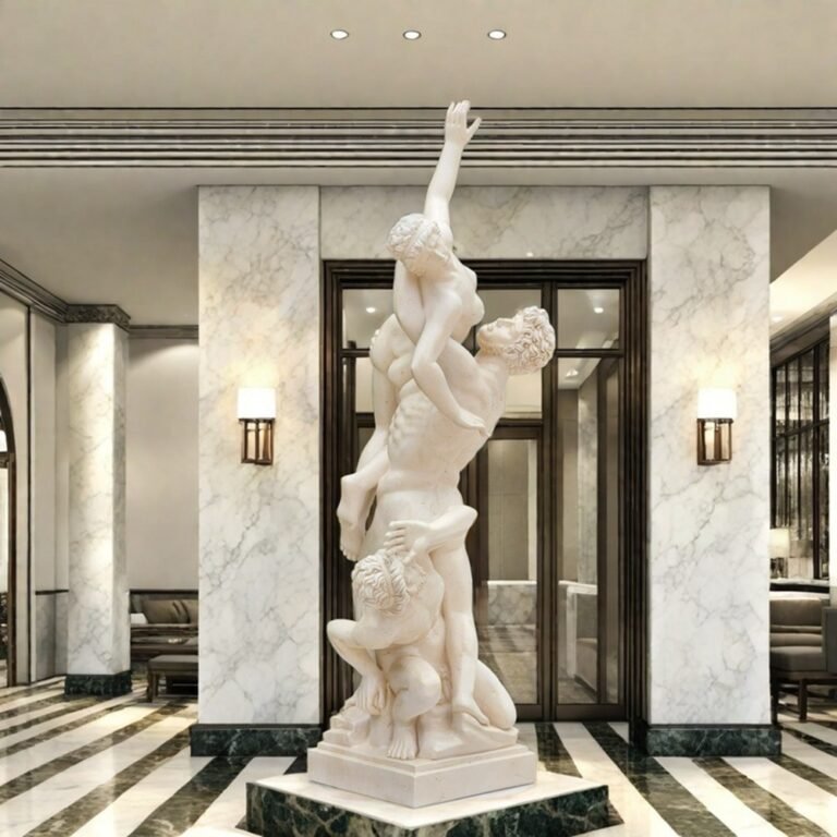 Rape of Sabine Woman Marble Statue for Indoor Decor