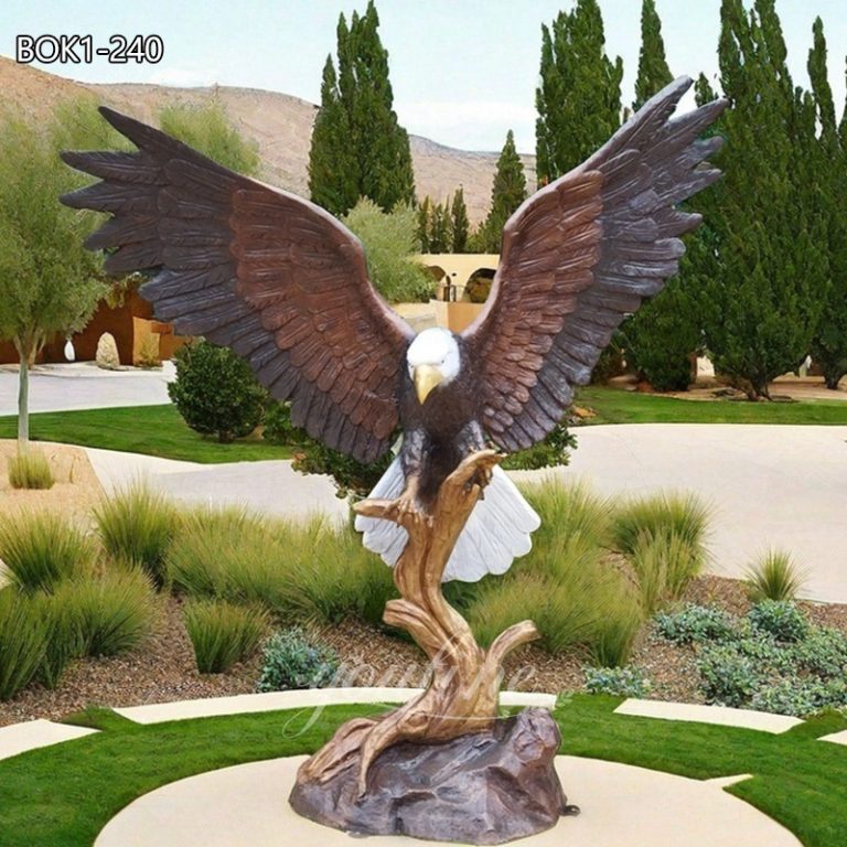 Realistic Large Bronze Eagle Statue for Garden Decor