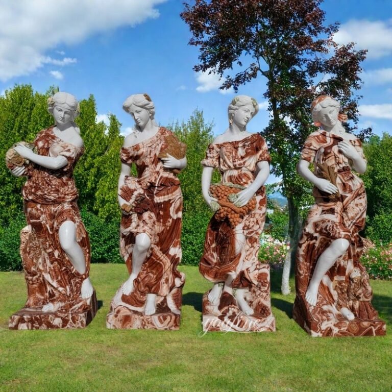 Life Size Red and White Marble the Four Goddesses of the Seasons Statues