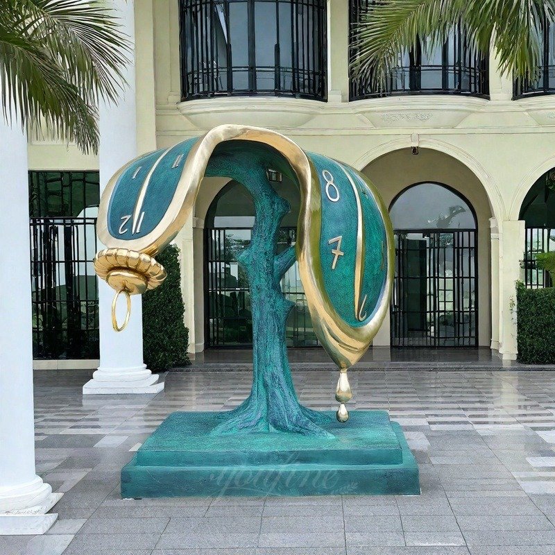 Salvador Dali Large Bronze Melting Clock Sculpture for Plaza Decor