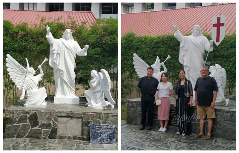 Singapore Marble Stone Jesus Statue with Two Kneeling Angels Customer Feedback