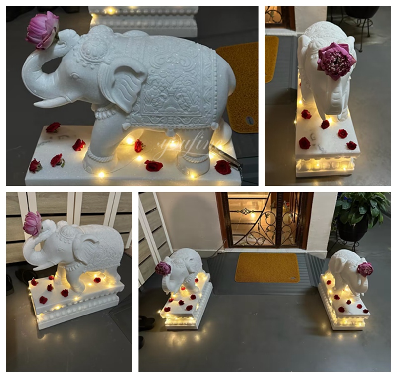 Singapore White Marble Elephant Statue Customer Feedback