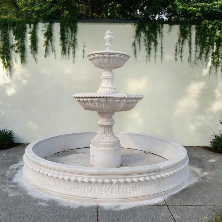 Small 2 Tiered Marble Fountain for Home Outdoor Decor