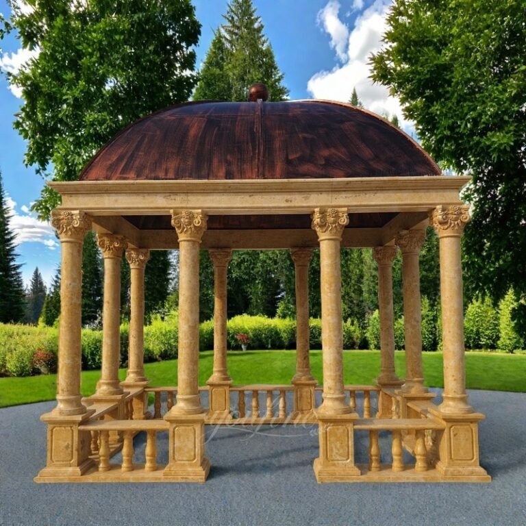 Outdoor Square Henan Yellow Marble Antique Gazebo