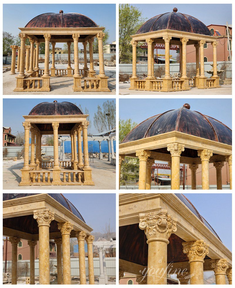 Square Henan Yellow Marble Gazebo Details from YouFine Factory