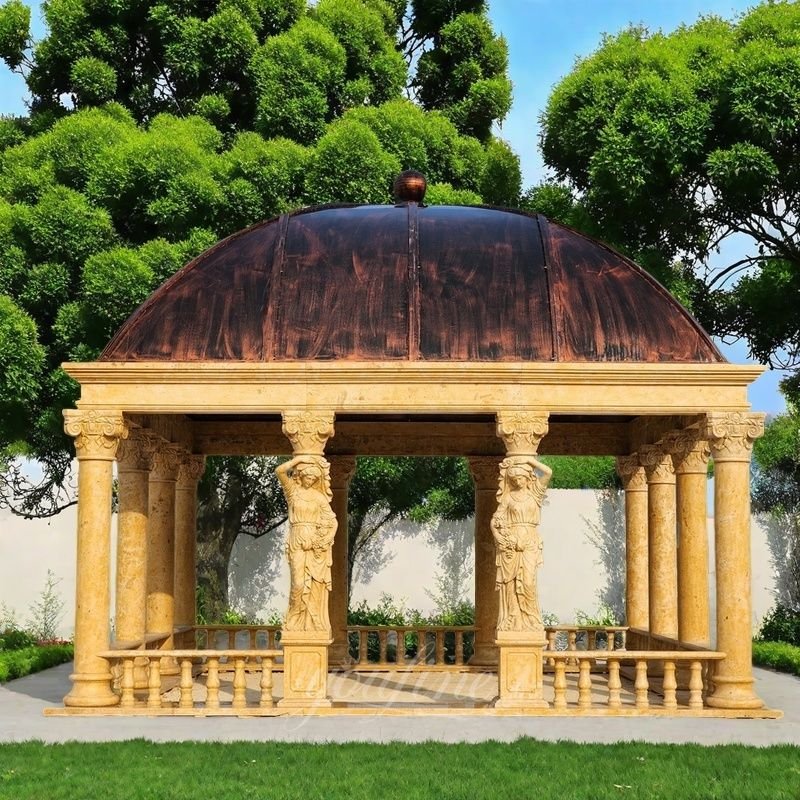 Square Yellow Marble Pavilion for Outdoor Garden