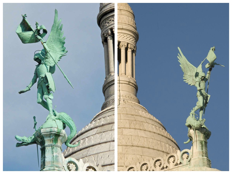 St. Michael Statue Details at Sacré-Cœur - Paris, France