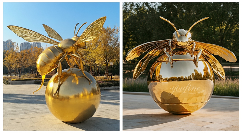 Stainless Steel Golden Bee Statue Details