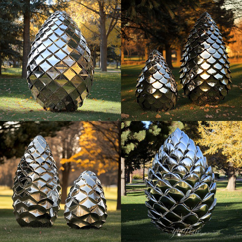 Stainless Steel Metal Pine Cones Sculpture Application Scenes