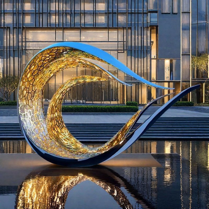 Stainless Steel Oval Sculpture for Hotel Outdoor Decor