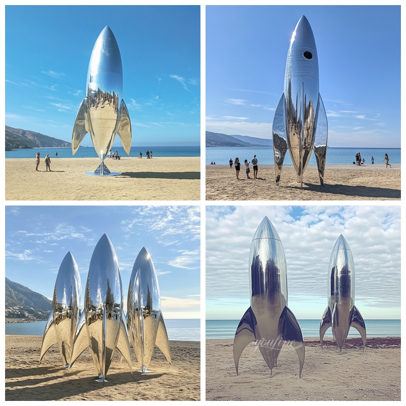 Stainless Steel Rocket Sculpture Details