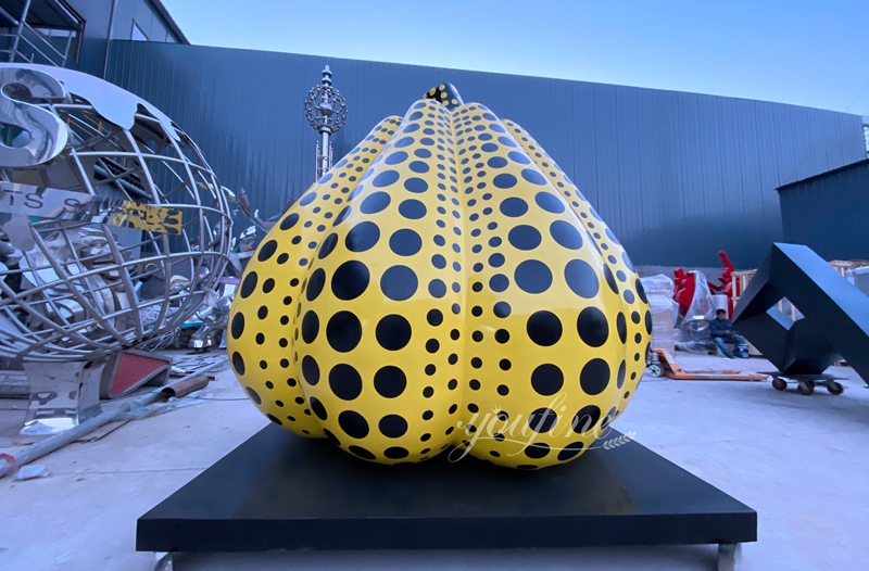 Stainless steel spotted pumpkin sculpture 