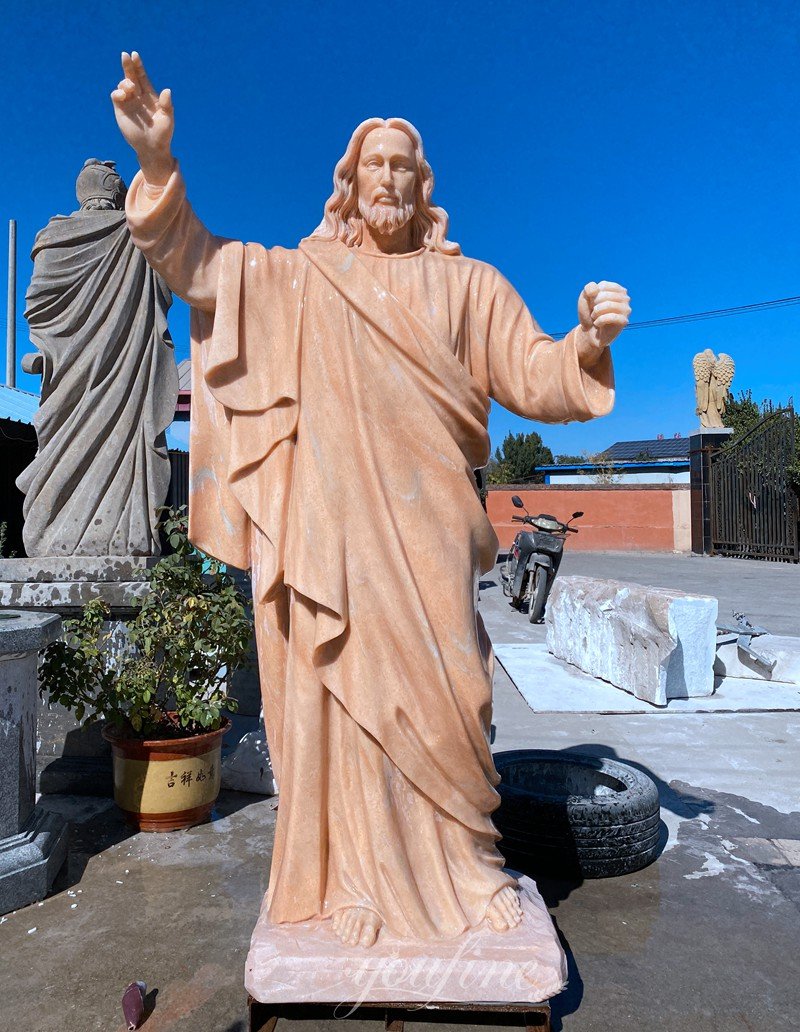 Sunset Red Marble Jesus Sculpture from YouFine Factory