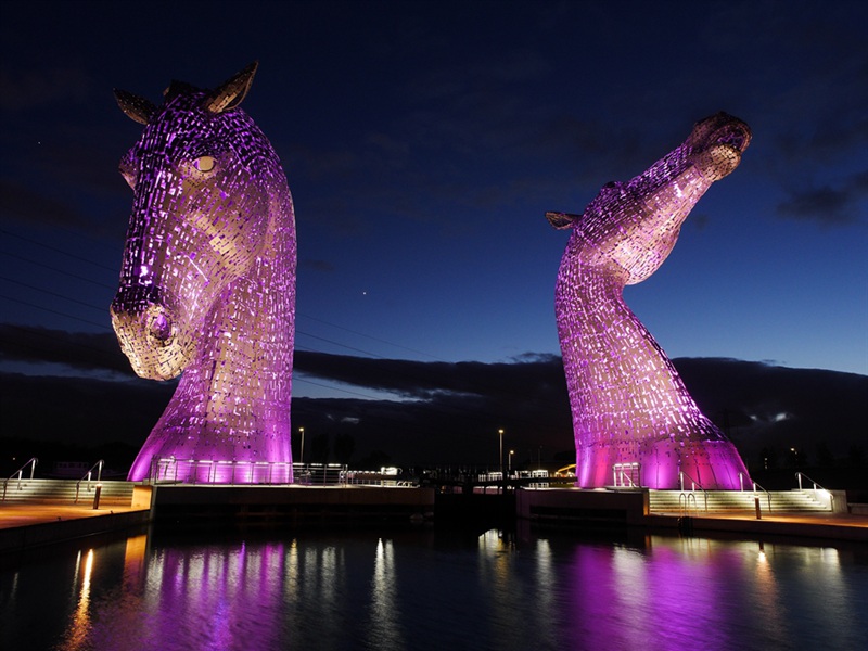 The Kelpies with Lightings -Stainless Steel Big Horse Head Sculpture (2)