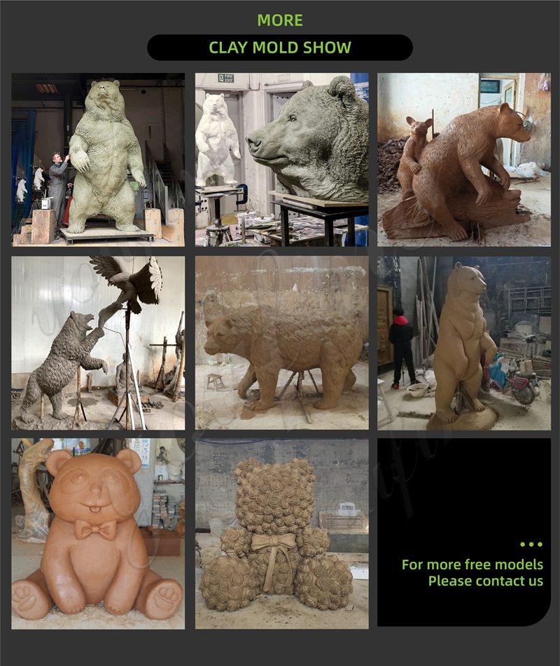 Various Clay Models of Bronze Bear Statues