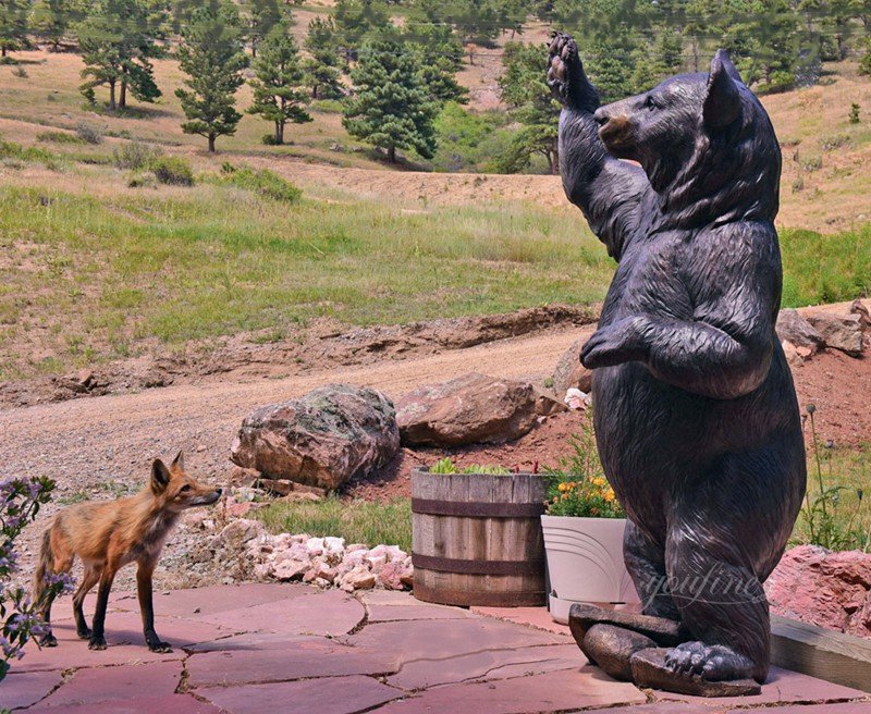 Vivid Bronze Standing Black Bear Sculpture