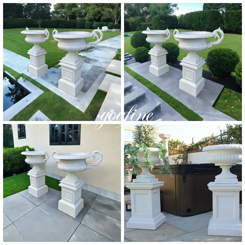 White Large Cast Iron Urn Planter Application Scenes