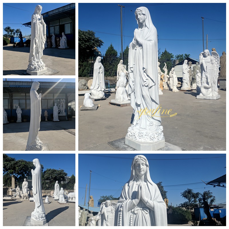 White Life Size Marble Lourdes Statue of Mary Details (1)