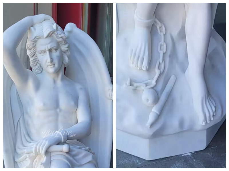 White Lucifer Marble Statue Details