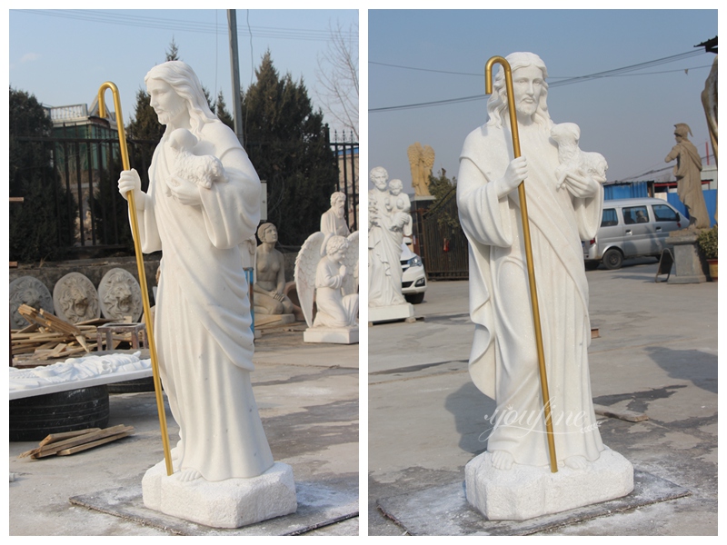 White Marble Jesus Shepherd Statue