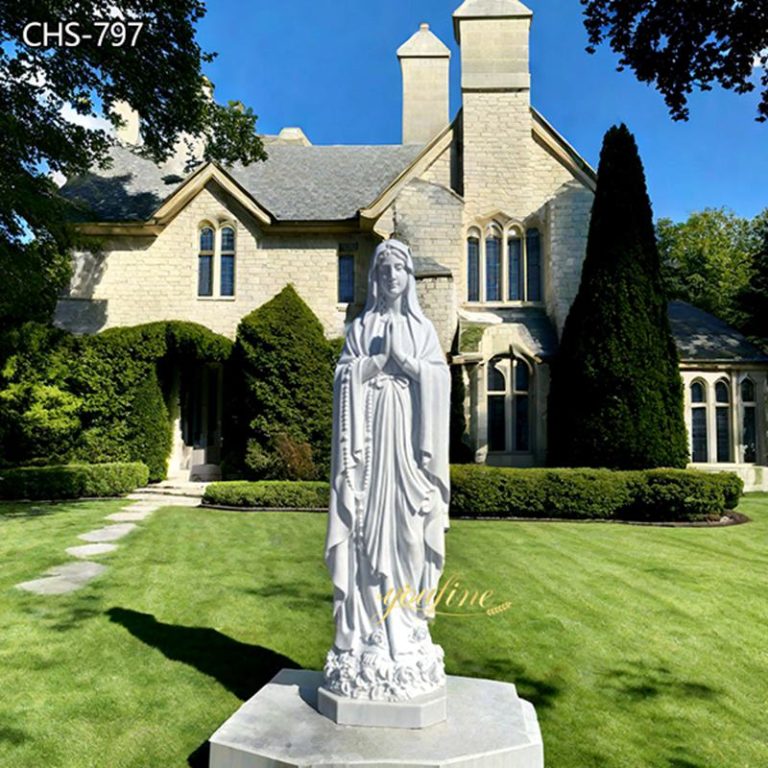 White Marble Life Size Lourdes Statue of Mary (1)