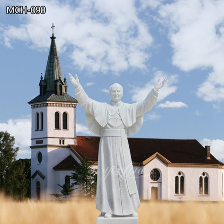 White Marble St John Paul II Statue for Church Decor