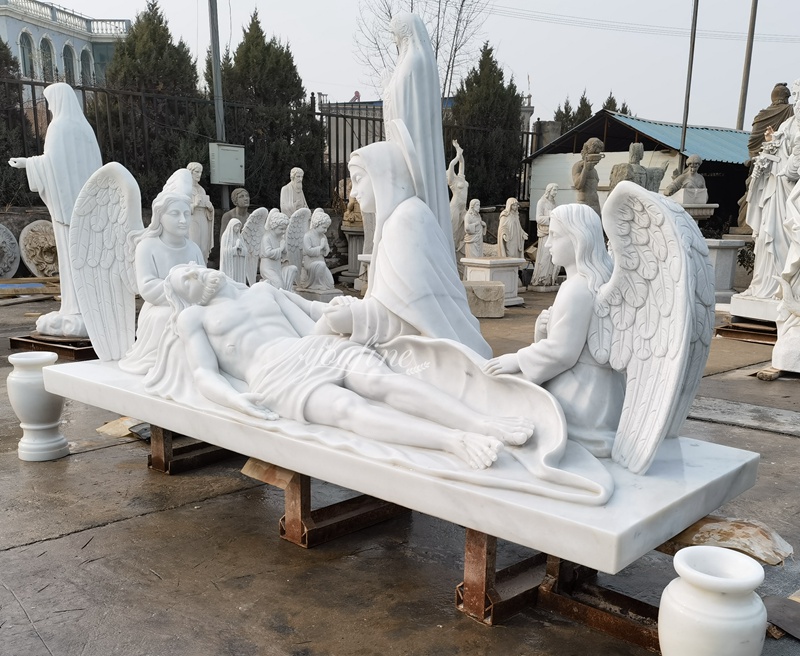 White Marble Stations of the Cross Statue Details