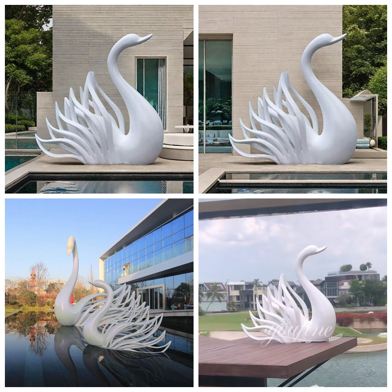 White Fiberglass Swan Statue 