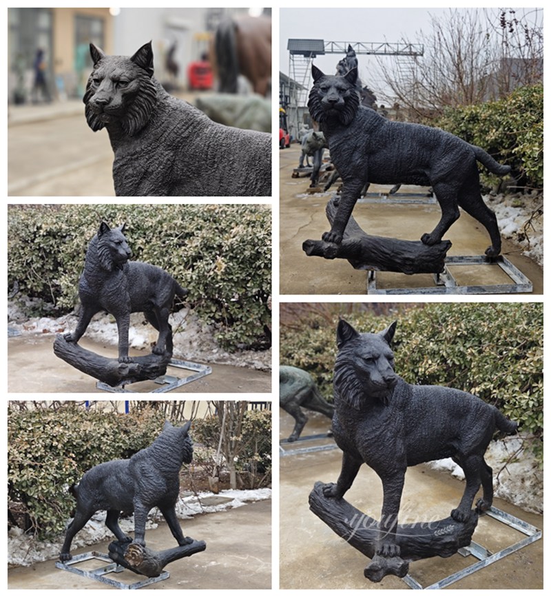 YouFine Factory Bronze Wildcat Statue Display