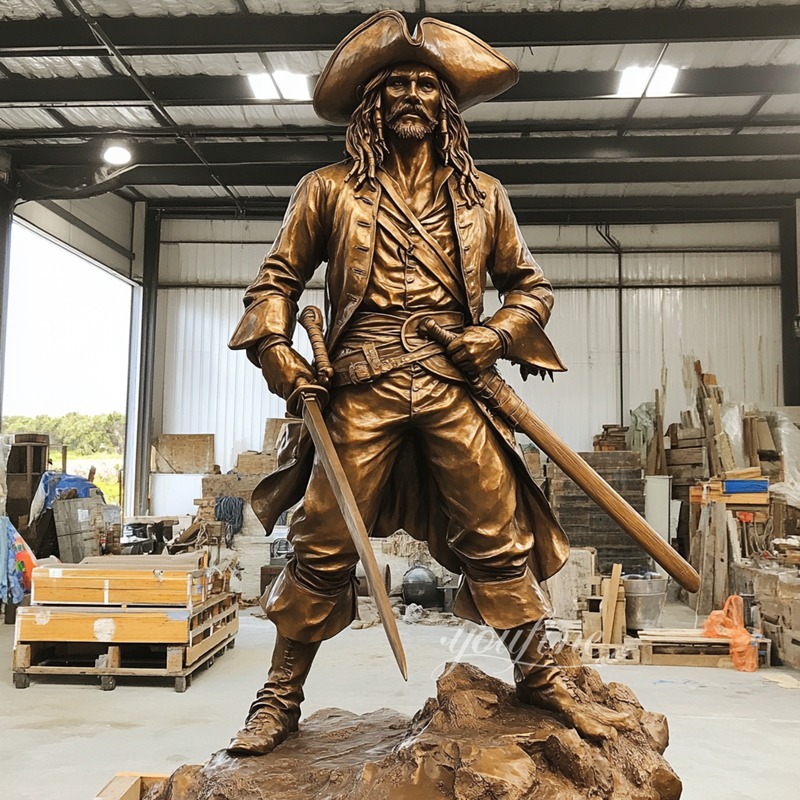 YouFine Factory Life Size Bronze Pirate Statue Display