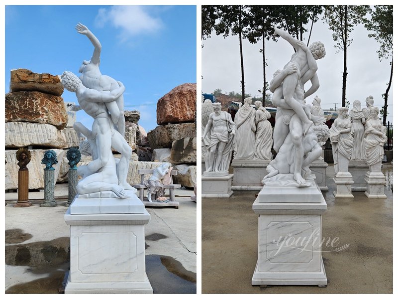 YouFine Factory White Marble Rape of Sabine Statue