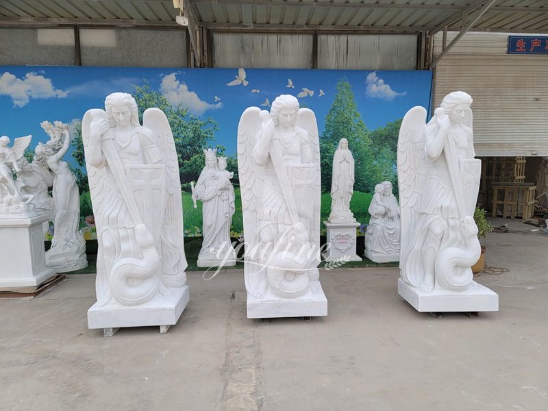 YouFine Saint Marble Michael statues factory display (1)