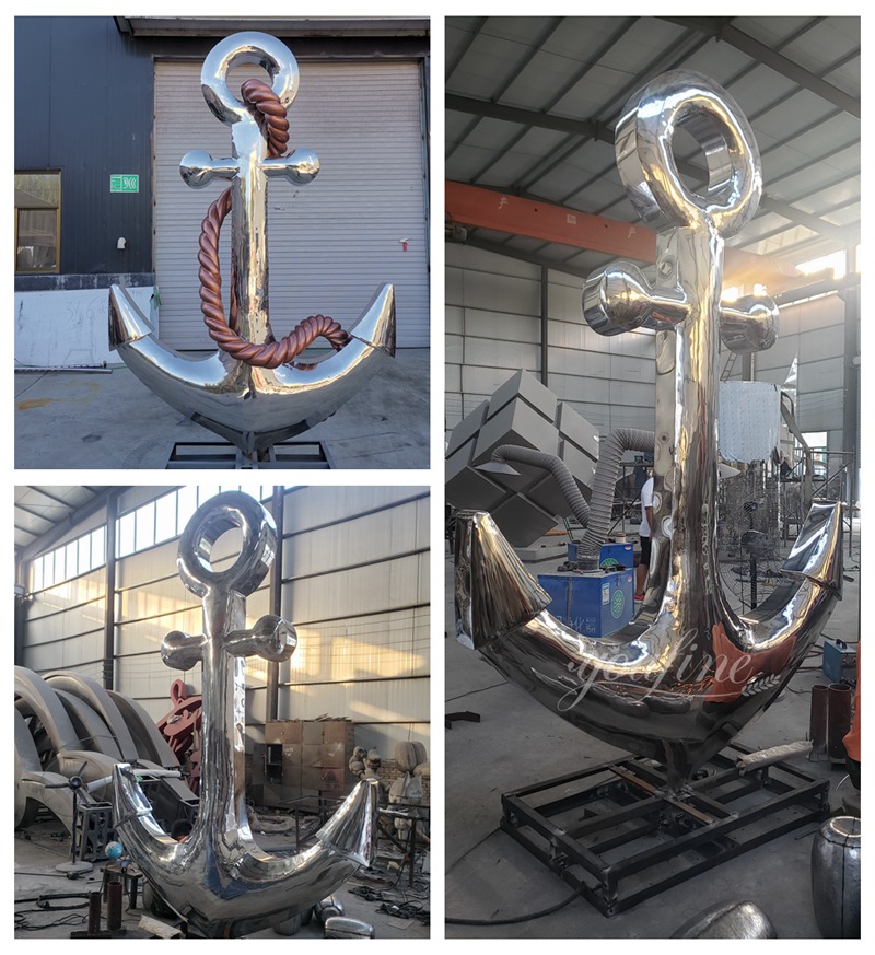 YouFine Stainless Steel Anchor Sculpture Display