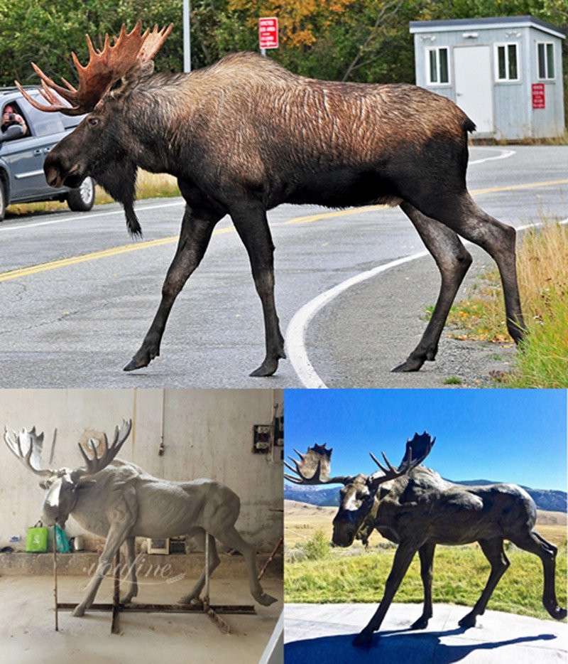 YouFine factory finished bronze moose sculpture