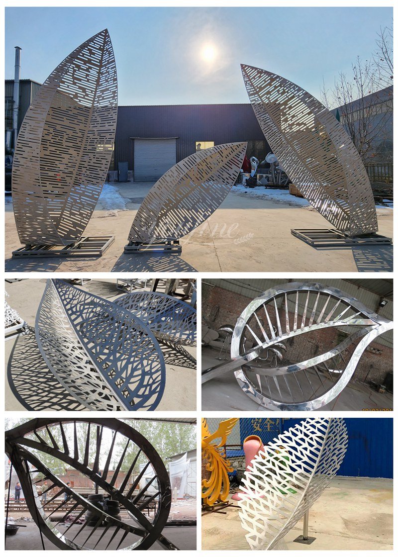 YouFine factory stainless steel leaf sculpture display