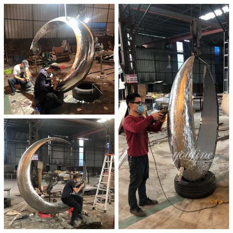 YouFine on-site production picture of crescent moon sculpture